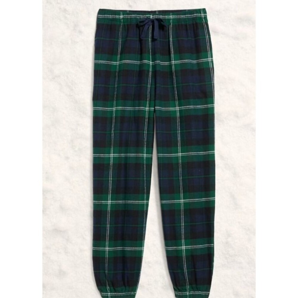 Old Navy Navy Green Plaid High-Waisted Flannel Pajama Jogger XLT TALL NWT